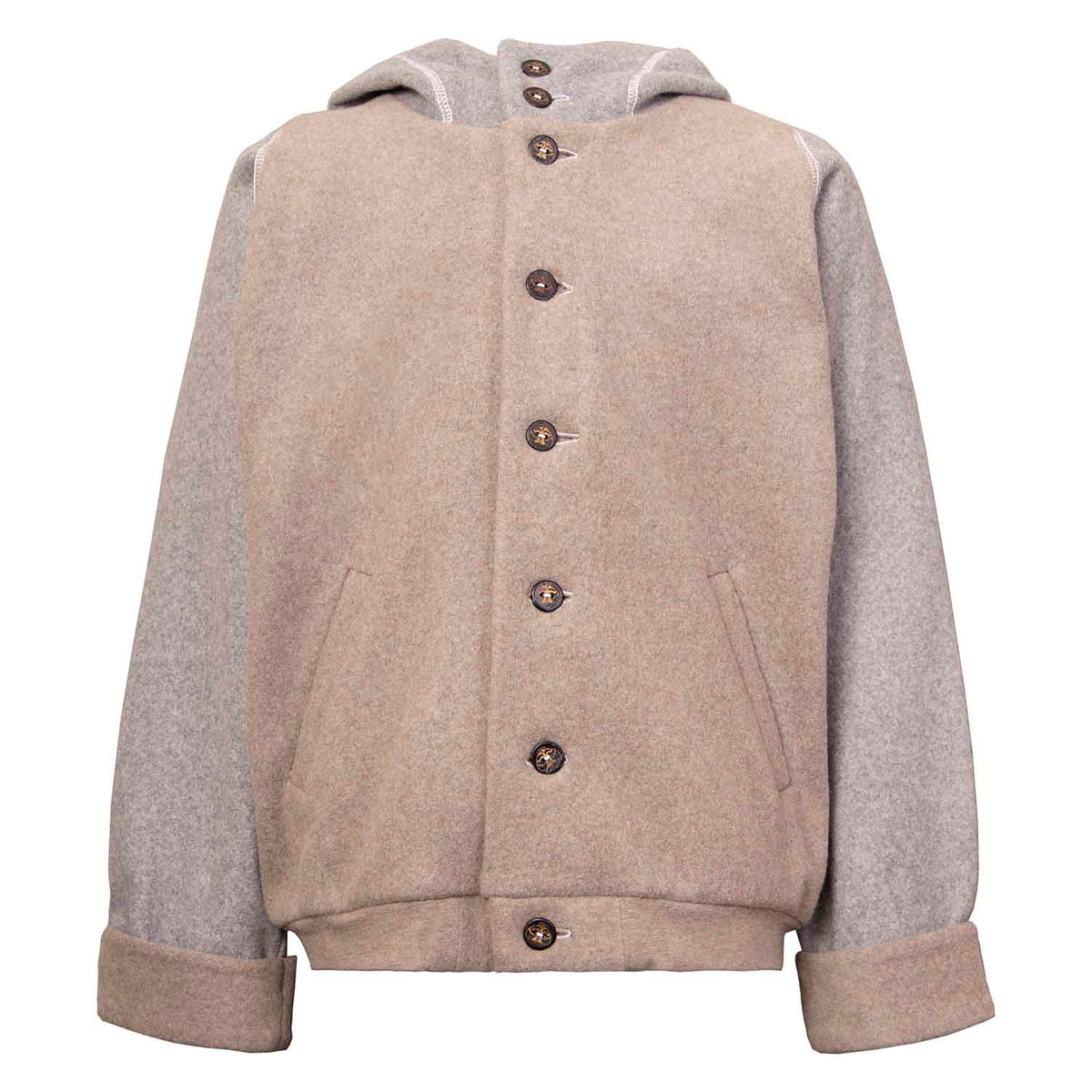 Beige Fleece Hoodie for Kids with Unicorn Applique