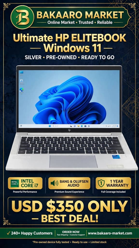 HP EliteBook Silver Core i7, xayeysiiska $350